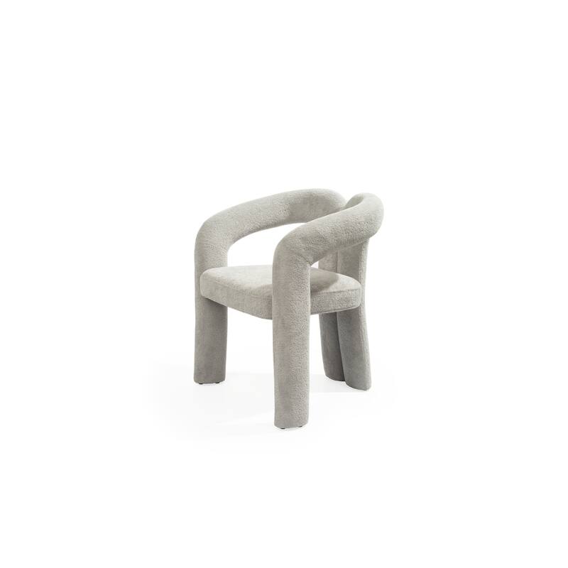 HomeRoots Dark Gray Boucle Partially Open Back Dining Arm Chair - 25.00 in. x 30.00 in. x 23.00 in.