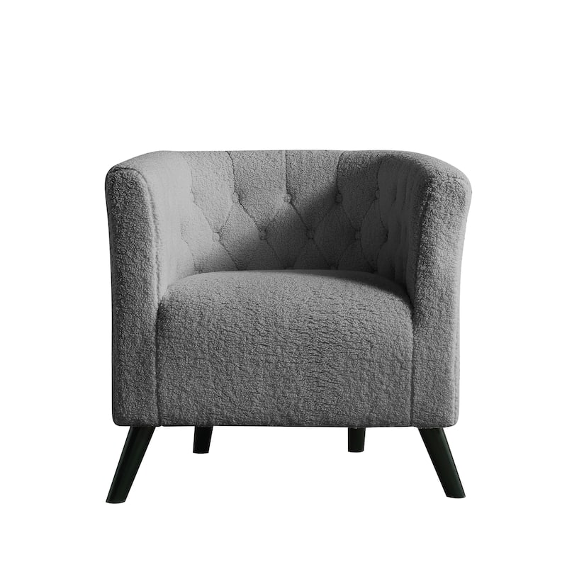 Corvus Schaefer Velvet Curved Back Barrel Accent Chair - Grey