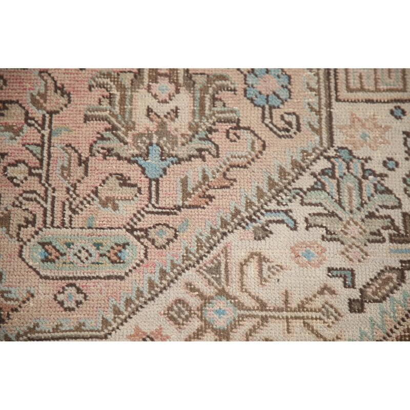 Hand Knotted Oriental 100% Wool Carpet Traditional Medallion Pink Tabriz Area Rug - 9' 7'' X 6' 7''