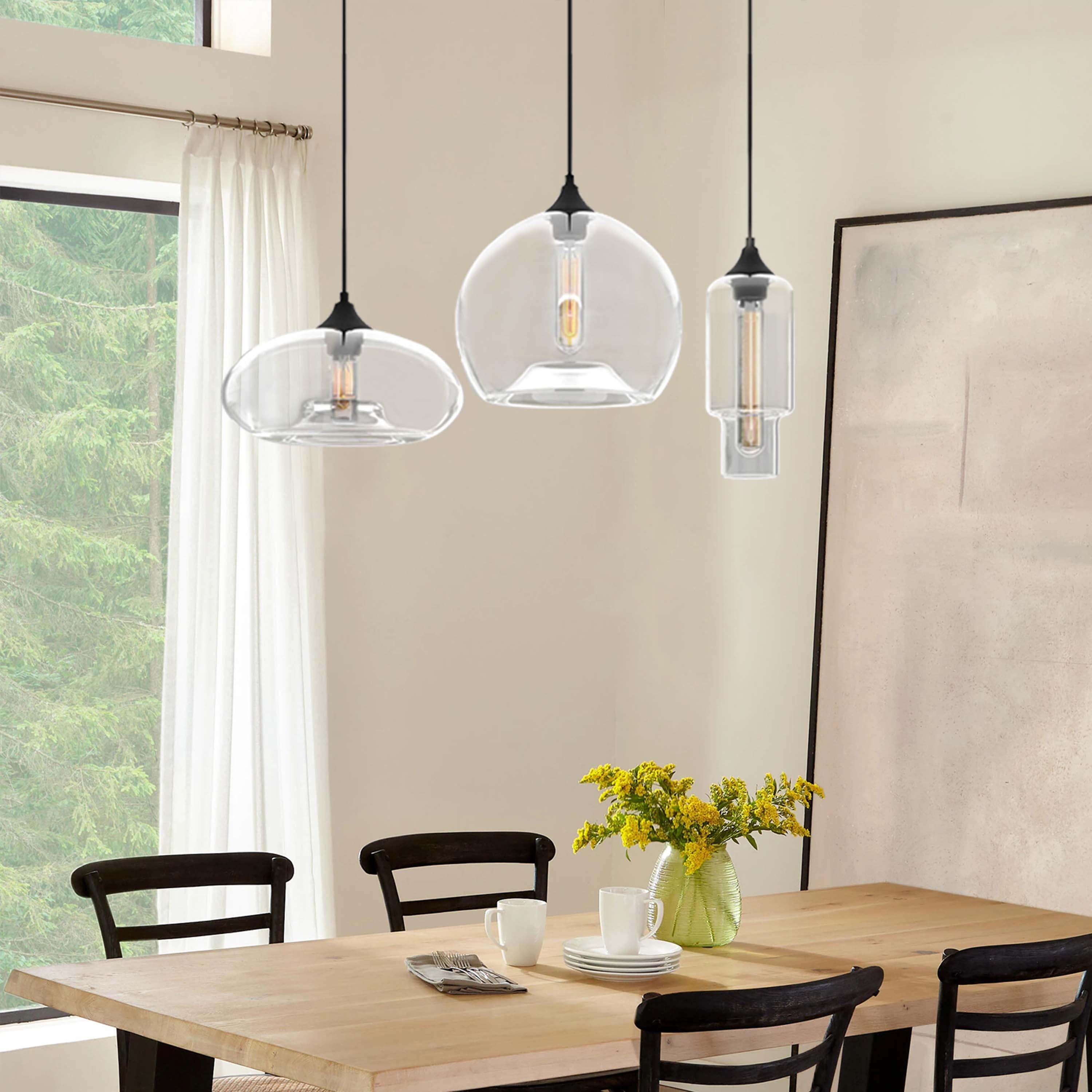 3 - Lights Modern Metal Clear Glass Cluster Pendant Chandelier