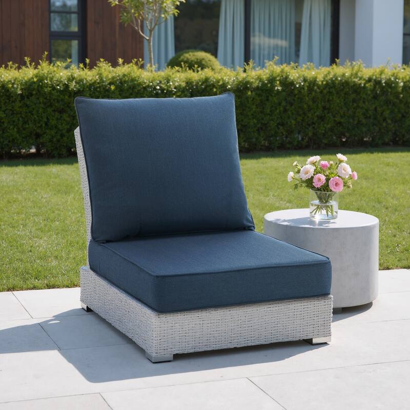 Sunbrella Indoor Outdoor Chair Cushion and Pillow - NAVY - Standard