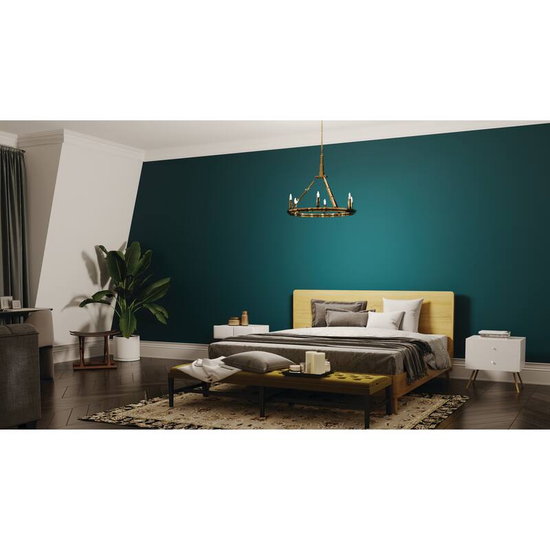 Kichler Emmala 24 inch 6 Light Chandelier in Brushed Natural Brass and Black