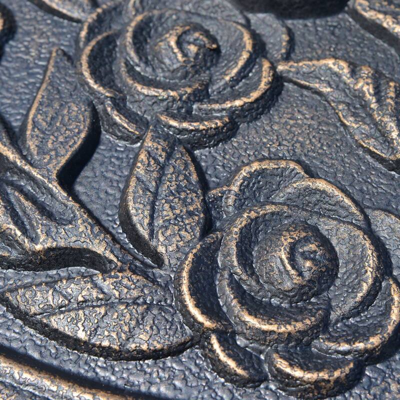 Outsunny 18" Round Decorative Resin Rose Floral Umbrella Pole Holder with Elegant Bronze Finish & Universal Coupler