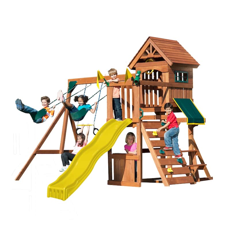 Swing-N-Slide Jamboree Fort Wood Outdoor Swing Set - 13' W x 13' L x 9' 6" H