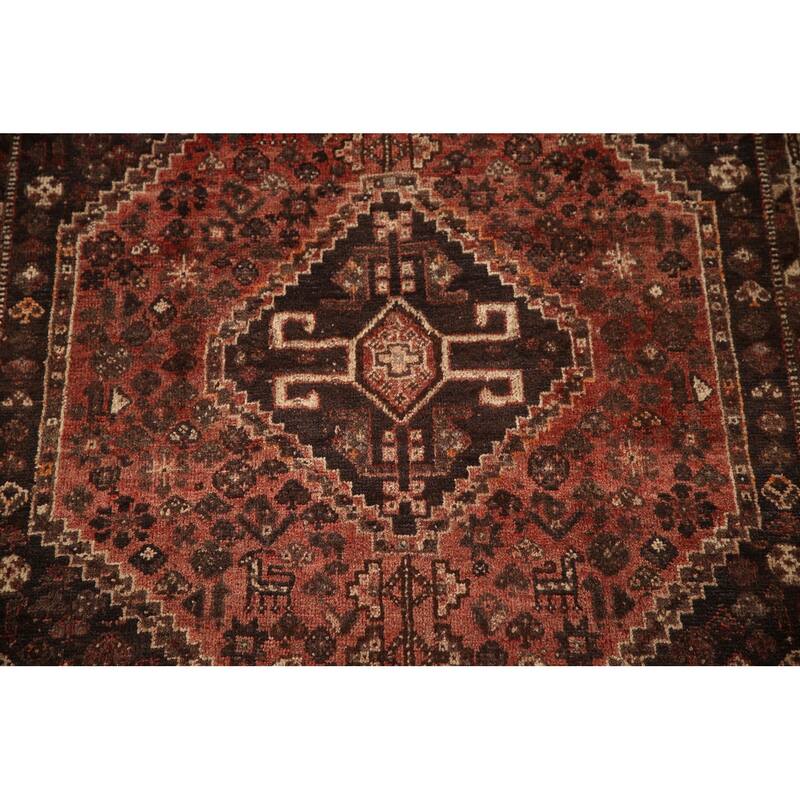 Tribal Shiraz Persian Vintage Area Rug Hand-knotted Wool Carpet - 3'9"x 5'0"