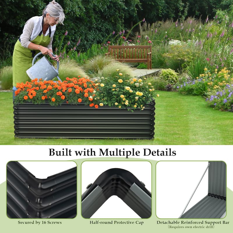 Costway 1 PC Galvanized Raised Garden Bed Outdoor Planter Box Firewood - See Details