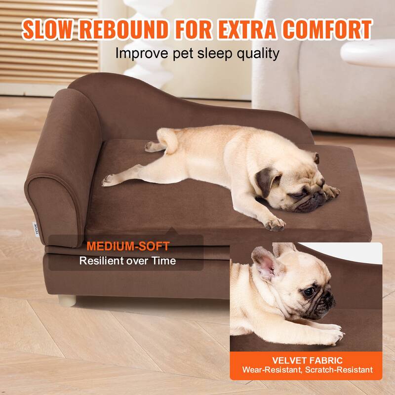 VEVOR Pet Sofa, Dog Couch for Dogs and Cats, Soft Velvety Dog Sofa Bed