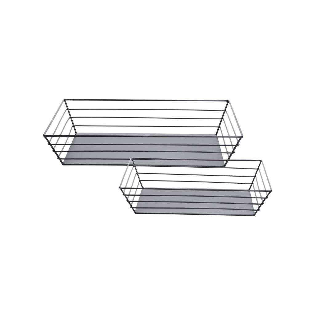 Foreside Home & Garden Set of 2 Black Metal Wire Decorative Storage Trays