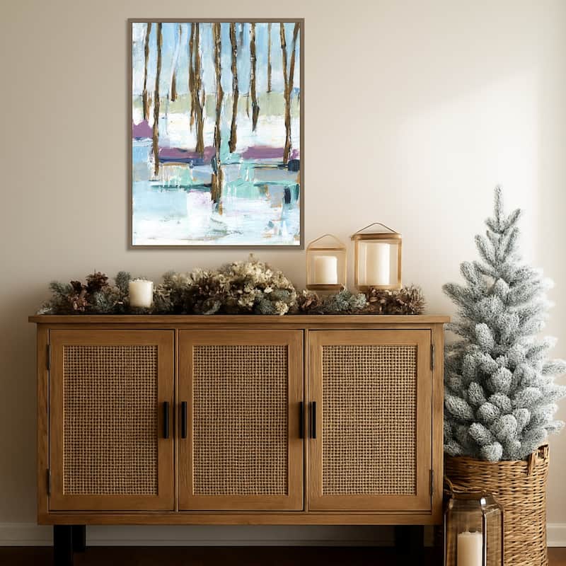 Pastel Forest II by Ethan Harper Framed Canvas Wall Art Print - Sylvie Dark Gold