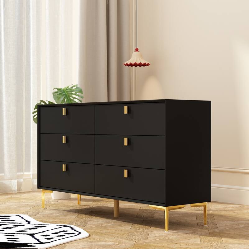 Dresser Modern Dresser for Bedroom, 6 Drawer Double Dresser Sideboard