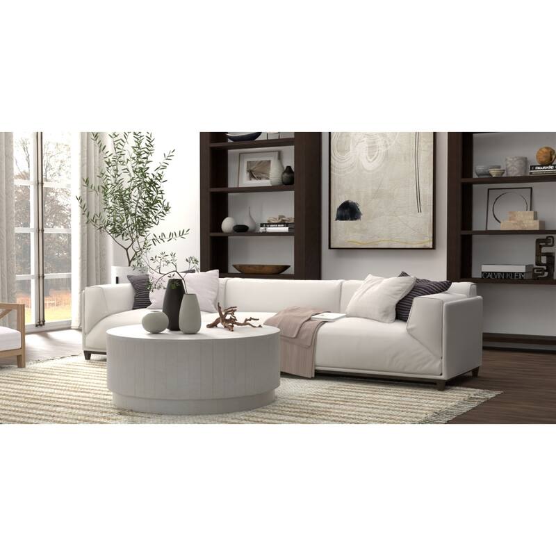 Carolina Living Tamia 42" Round Wooden Coffee Table - Elm - Distressed White