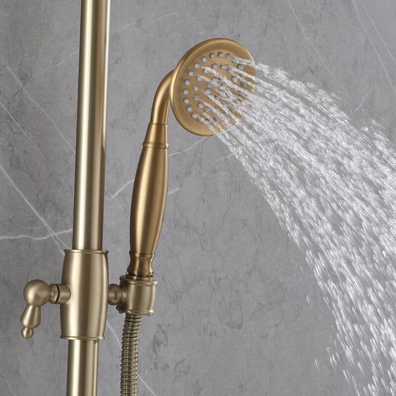 Matte Black Rain Showerhead Shower System with Valve - 20.4"*25.59" - Gold