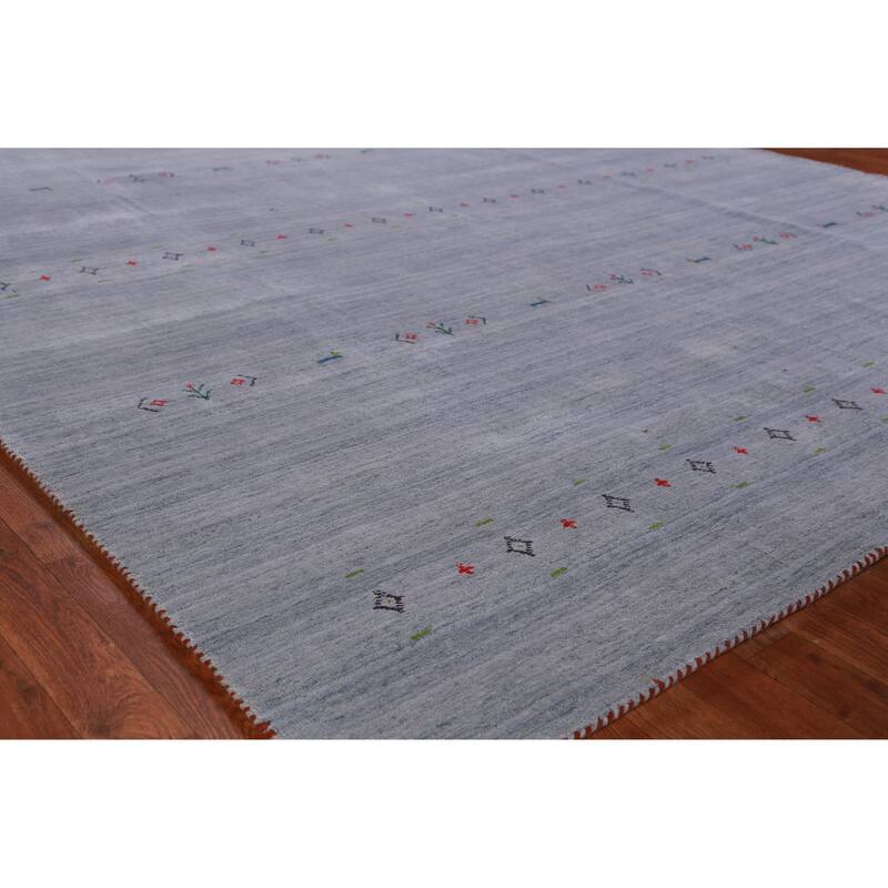 Hand Knotted Oriental 100% Wool Carpet Tribal Animal Pictorial Navy Blue & Blues Gabbeh Area Rug - 9' 9'' X 8' 2''