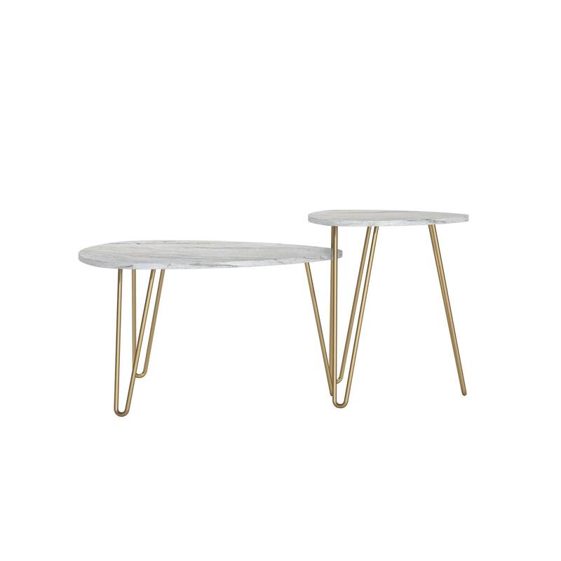The Novogratz Athena Nesting Tables - White Faux Marble