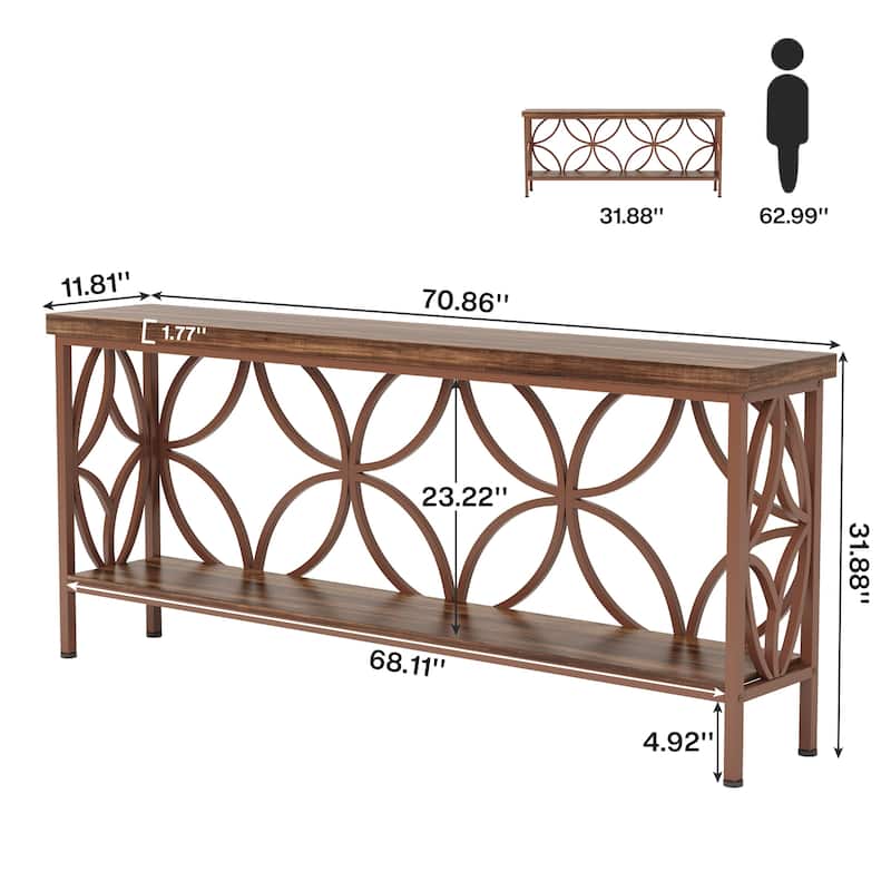 70.9 Inches Narrow Sofa Console Table for Entryway, Living Room