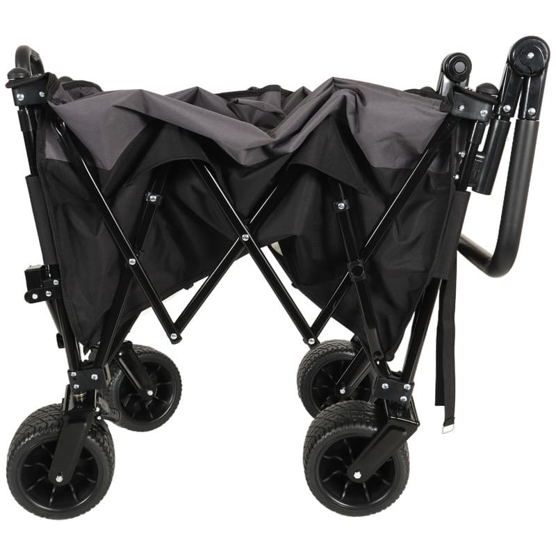 Versatile Push-Pull Folding Wagon Cart – Features 360° Rotating Handle & All-Terrain Wheels, Heavy-Duty Adjustable Design .
