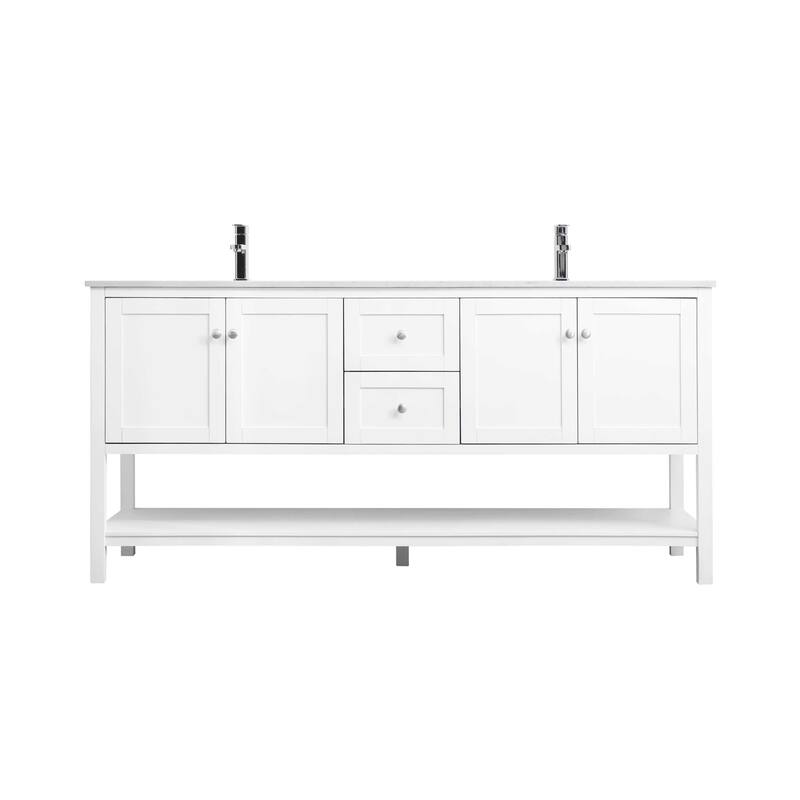 Elegant Lighting VF22272D Heath 72" Free Standing Double Basin Vanity - White