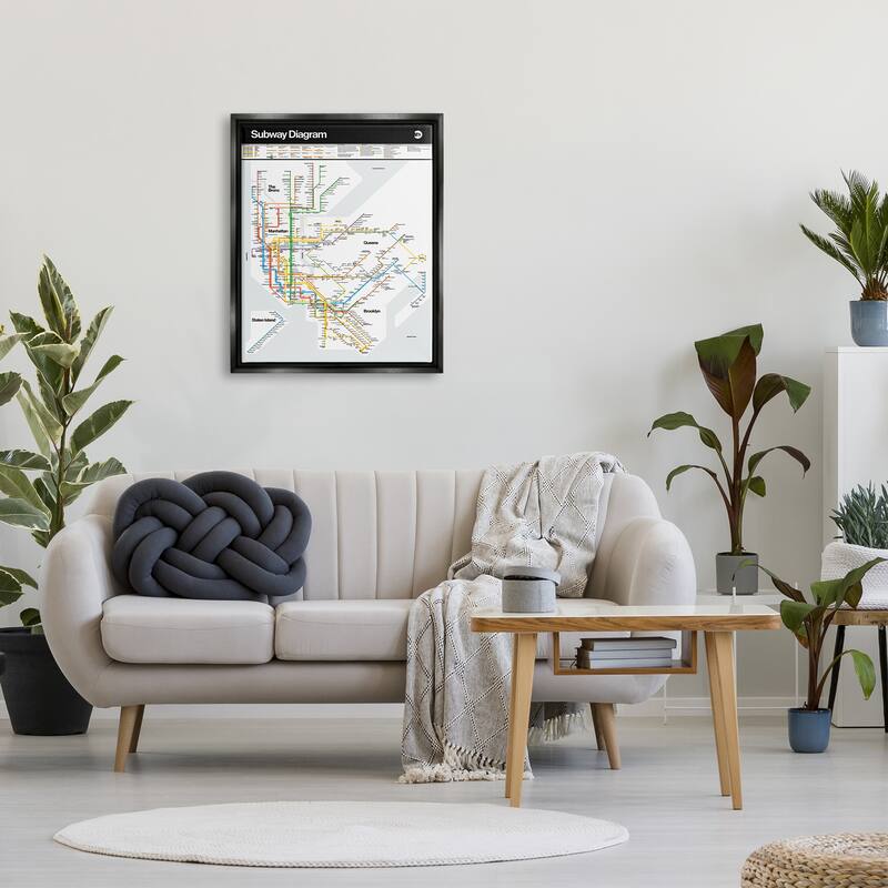 Stupell New York City Urban Subway Diagram Chart Floater Frame, Design by JG Studios