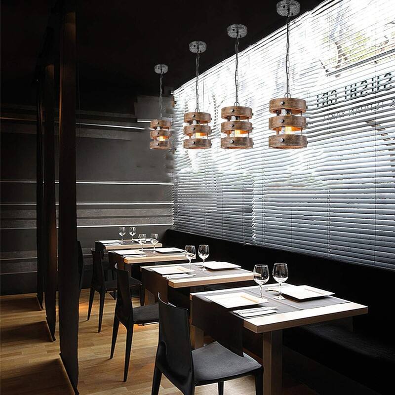 Farmhouse light bulb dark brown pendant lights wood, metal lights kitchen