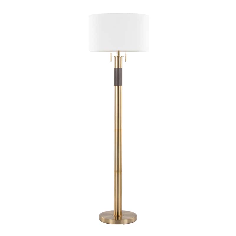 Trophy 62" Glam Floor Lamp In Gold Metal And White Linen Shade