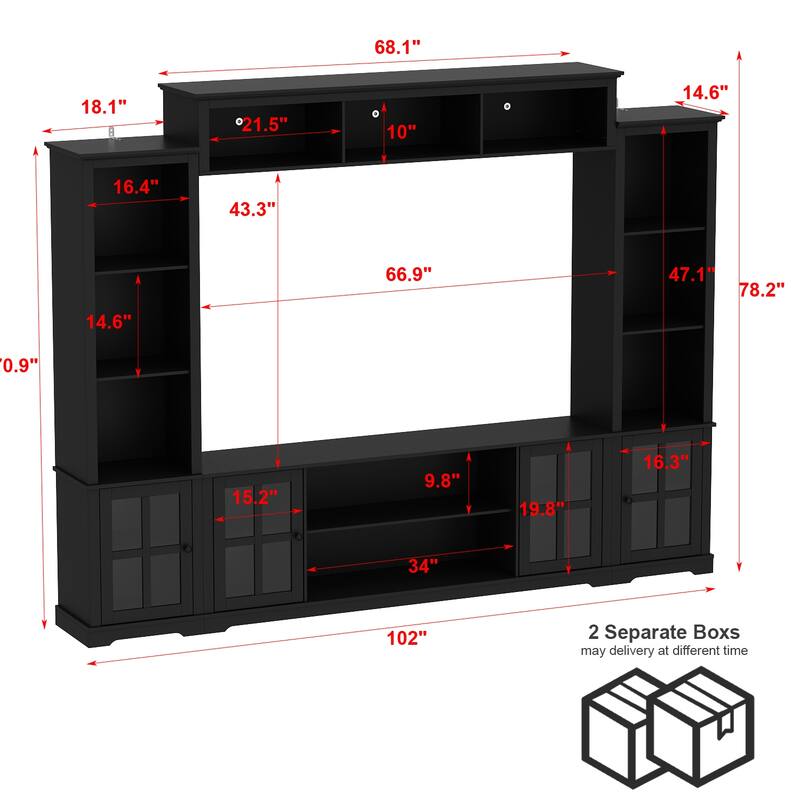 Wall Unit Entertainment Center Bookshelves TV Stand Display End Tables