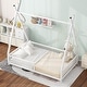 preview thumbnail 3 of 11, Metal Twin Size House Platform Bed with Triangle Structure, Guardrail, and Low Profile