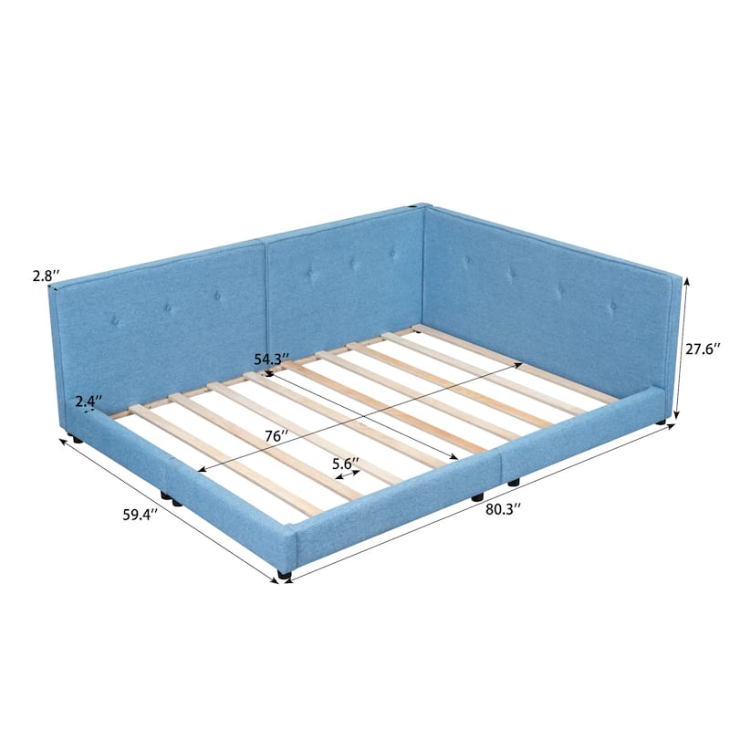 Full Size Upholstered Platform Bed with USB Ports, Beige