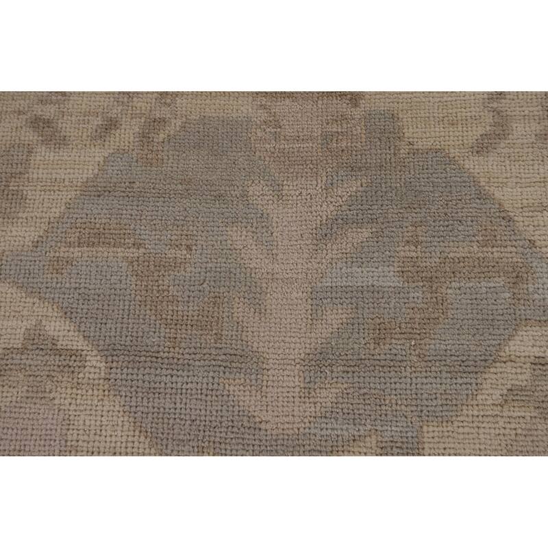 Vegetable Dye Oushak Oriental Large Rug Handmade Beige Wool Carpet - 10'5"x 14'4"