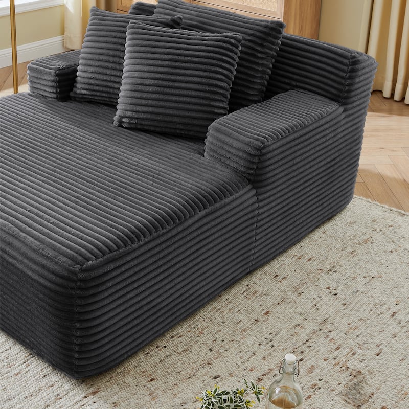 Roomfitters Velvet Lounge Chair No Assembly Required, Fluffy Single Lazy Sofa for Living Room and Bedroom