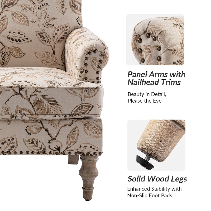Yahweh Farmhouse Nailhead Armchair with Rolled Arms by HULALA HOME