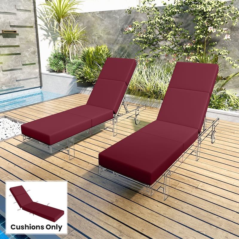 Outsunny Chaise Lounge Cushion, 4" Thick Outdoor Lounge Chair Cushion with Non-Slip Ties