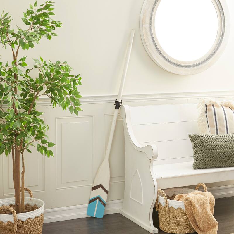 Brown or White Wood Novelty Canoe Oar Paddle Wall Decor with Arrow and Stripe Patterns - 6 x 2 x 61 - White