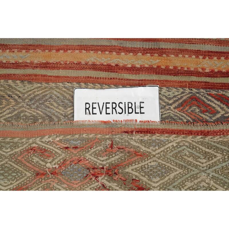 Hand Woven Oriental 100% Wool Carpet Southwestern Tribal Multi-Colored Kilim Area Rug - 7' 2'' X 4' 5''