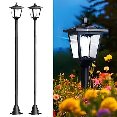 2 Pack 67" Solar Lamp Post Light Adjustable Waterproof LED Outdoor Street Light - 67''