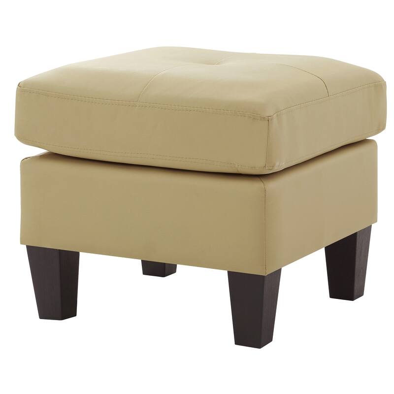 Faux Leather Upholstered Tufted Ottoman - 23" - Beige