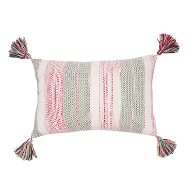 Cozy Nordic Christmas Red and Green 14" x 22" Throw Pillow