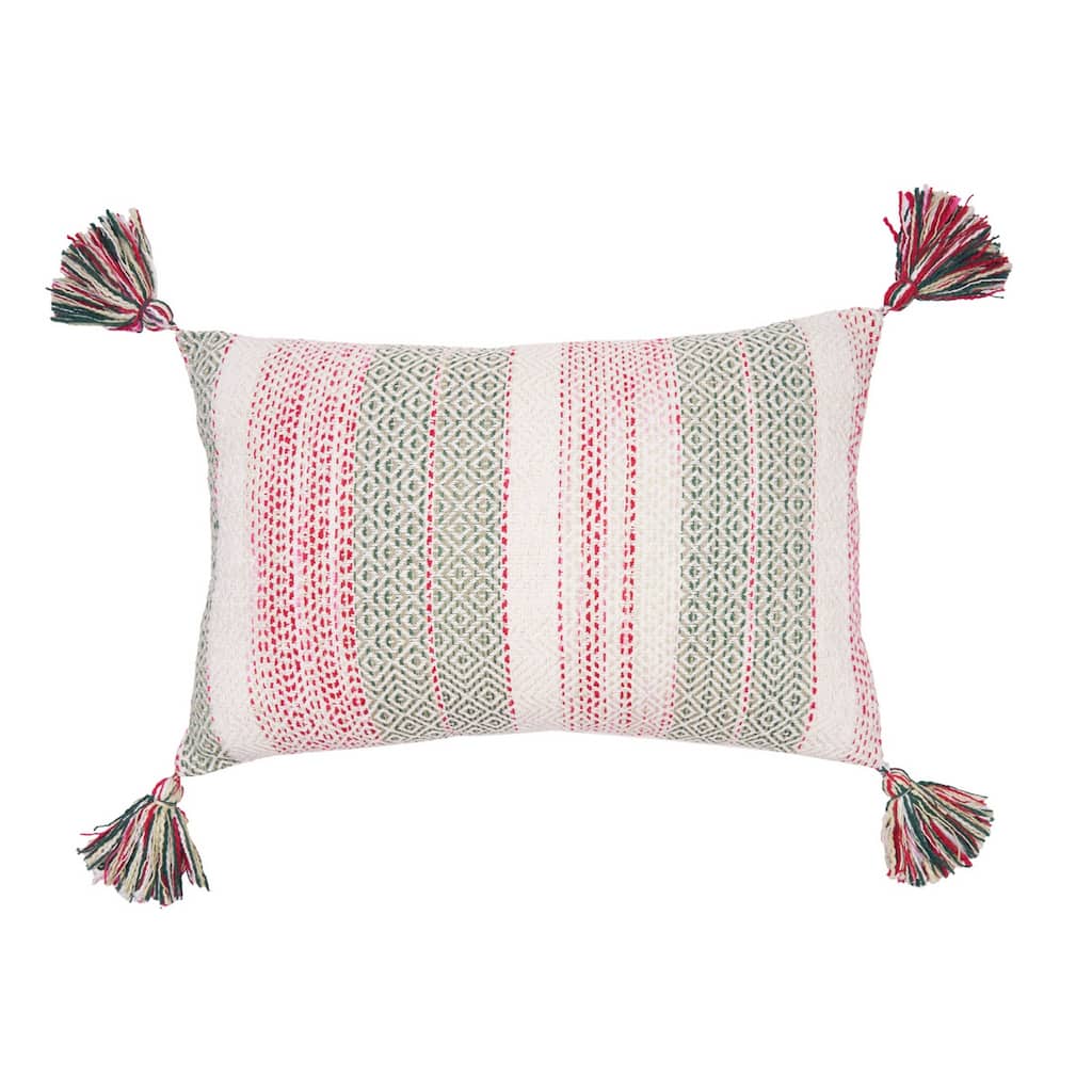 Cozy Nordic Christmas Red and Green 14" x 22" Throw Pillow