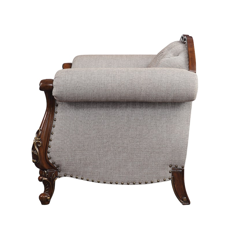 Daphne Cherry and Grey Button-Tufted Loveseat