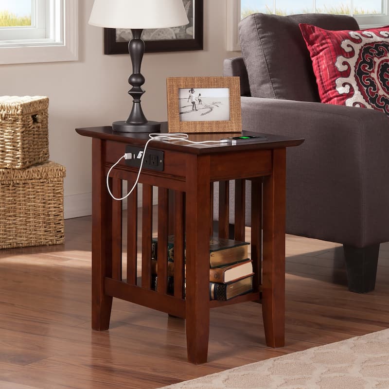 AFI Mission Chair Side Table with Charging Station