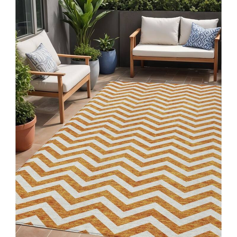 HomeRoots Chevron Transitional Rectangle Outdoor Rug - 5' X 8'