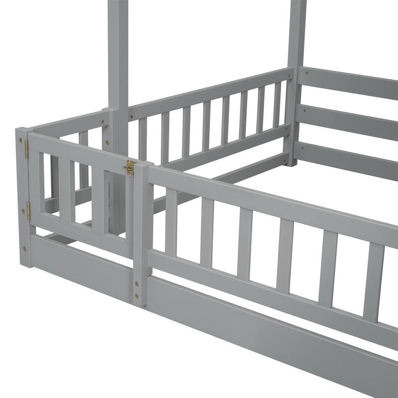 Twin Over Full Multifunctional Kids Bunk Bed Frame with Slide, Wooden Loft Bed with Storage Staircase and Guardrails