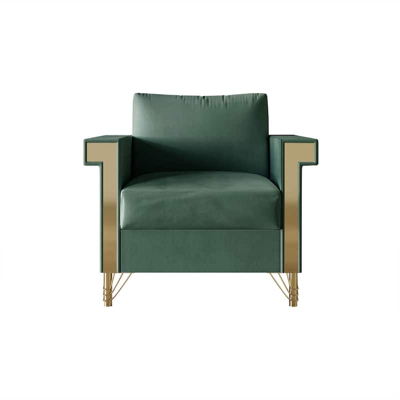 CraftPorch Luxurious Velvet Upholstered Arm Chair - Caribbean Green