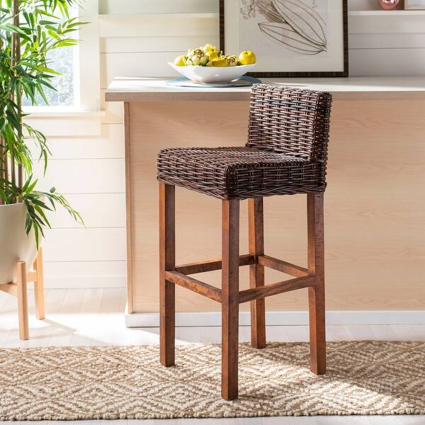 Safavieh 30 Inch St Thomas Indoor Wicker Brown Bar Stool 17 7 X 17 7 X 37 4 On Sale Overstock 6356479