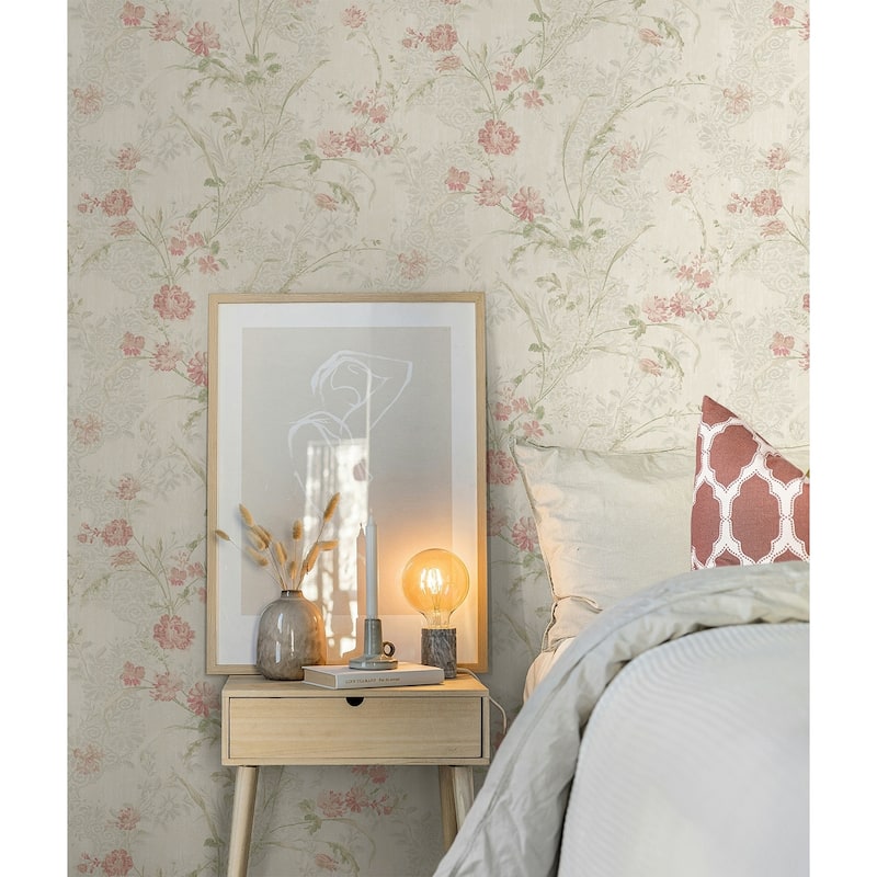 Seabrook Designs Lena Floral Trail Unpasted Wallpaper