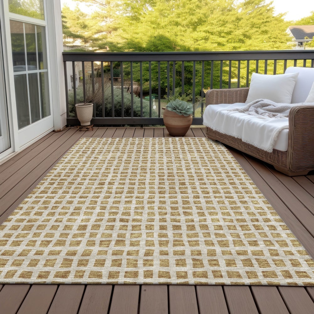 Machine Washable Indoor/ Outdoor Chantille Squares Rug