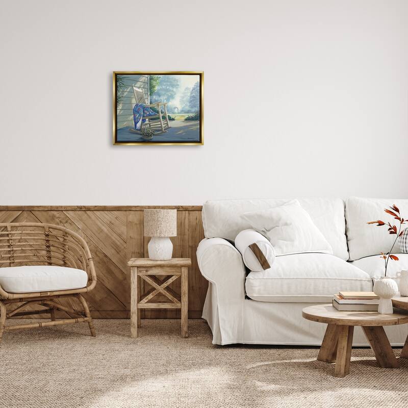 Stupell Rocking Chair on Porch Framed Floater Canvas Wall Art Design by Michael Humphries