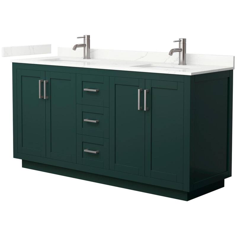 Wyndham Collection WCF292966D-QTZ-UNSMXX Miranda 66" Free Standing - Green / Giotto Quartz Top / Brushed Nickel