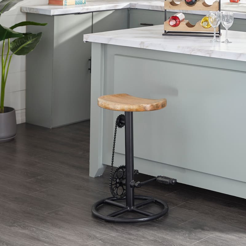 Brown Metal Bike Counter Stool with Pedals