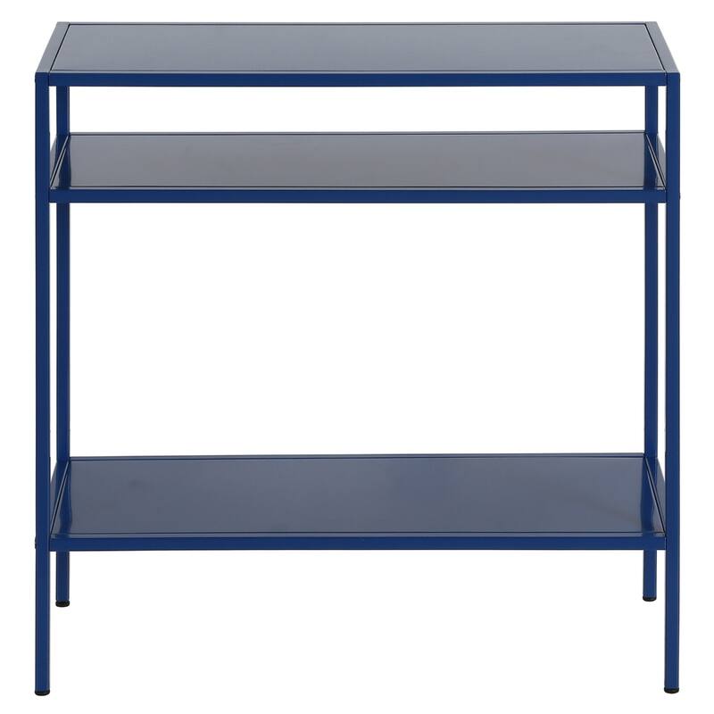 Modern 24'' Steel End Table with Shelves Rectangular Accent Table with Bronze Finish & Storage