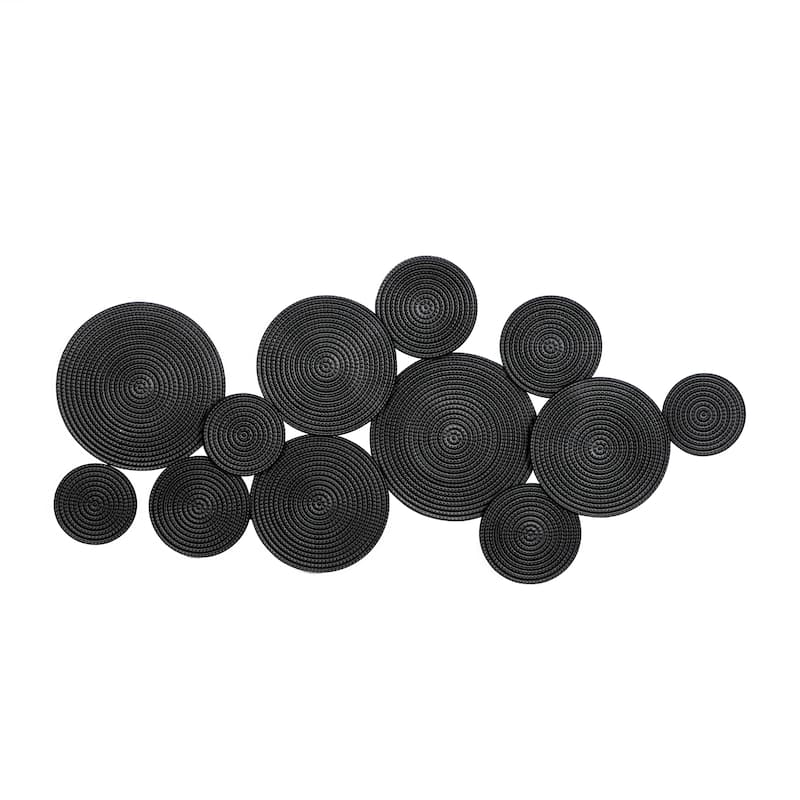 Metal Plate Wall Decor with Textured Circles - Gold or Black - CosmoLiving by Cosmopolitan - Black